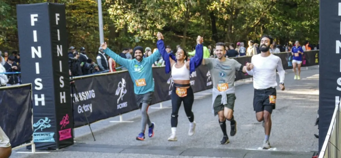 Half-marathon finish with friends
