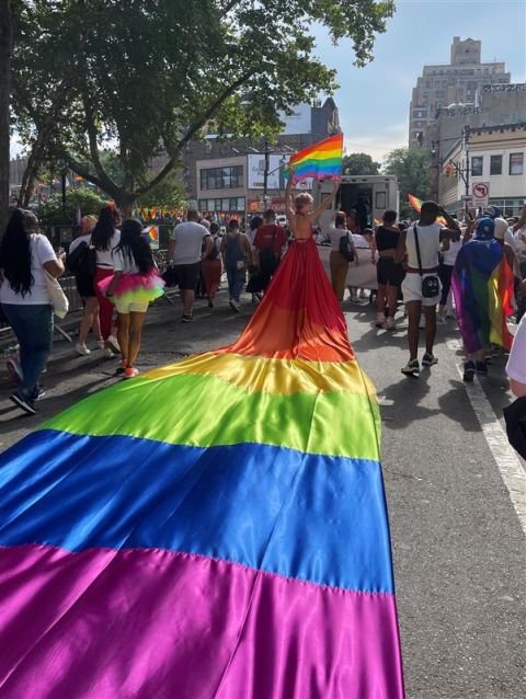 NYC Pride parade rainbow moment